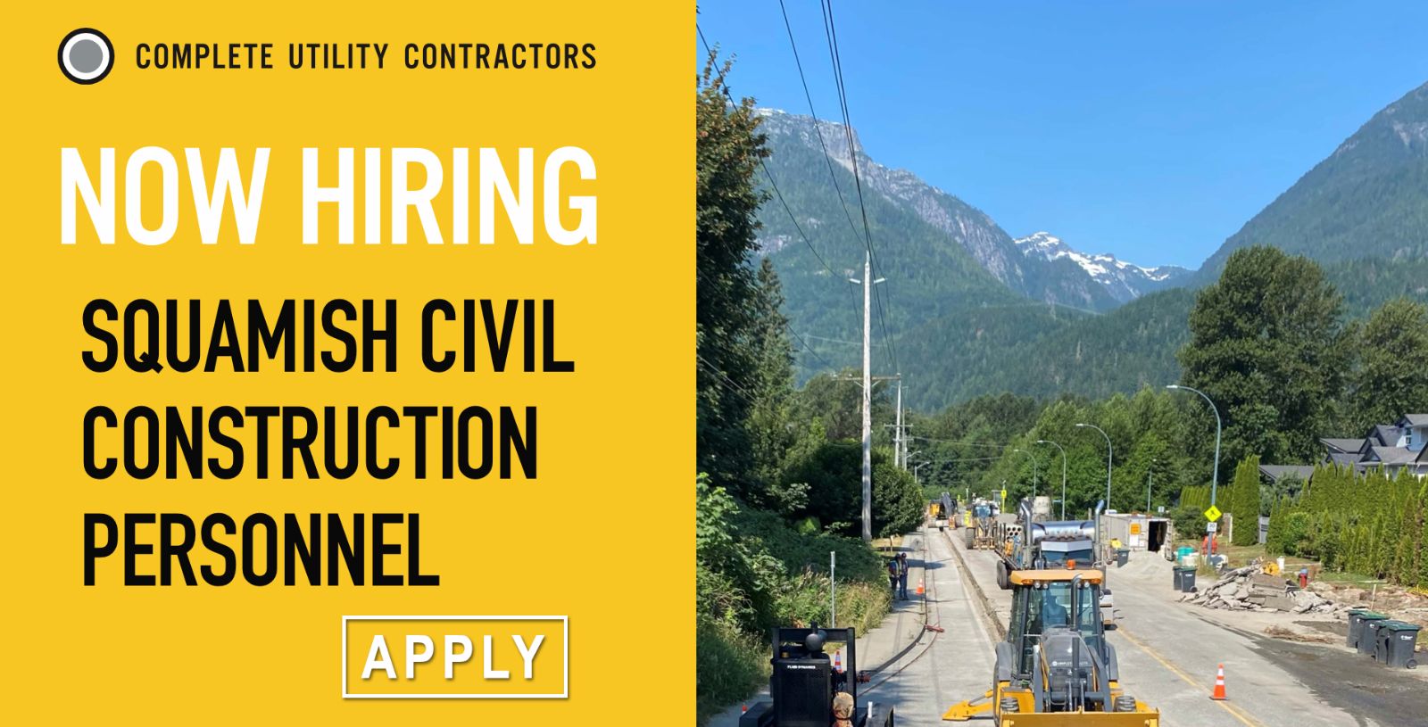 Squamish Civil Construction Personnel Now Hiring! Complete Utility